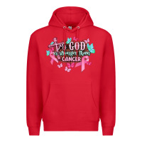Red My god is stronger than Cancer Awareness Premium Hoodie - HowdyJamesFarm