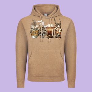 Skeleton Coffee Vintage Hoodie Designed By Jasminsmagicworld