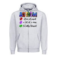 Heather Grey i'm a hot mess always stressed and proudly autism Zipper Hoodie - Artiststas