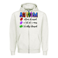 Oatmeal Heather i'm a hot mess always stressed and proudly autism Zipper Hoodie - Artiststas