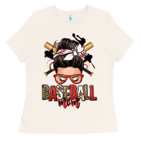 Bone baseball mom messy bun Ladies Tee - Zillion Design Studio