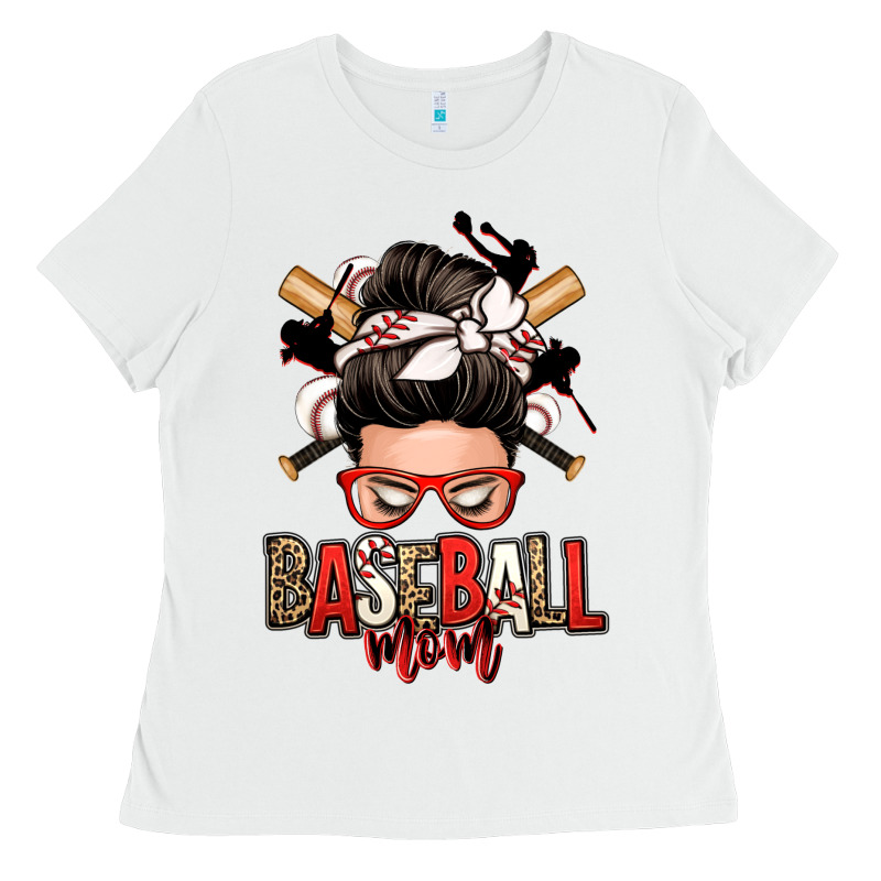 Baseball Mom Messy Bun Ladies Tee by Zillion Design Studio | Teevron