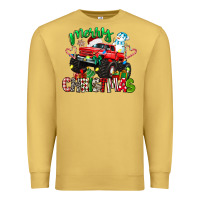 Antique Gold merry christmas monster truck Premium Sweatshirt - texasbilliewilder