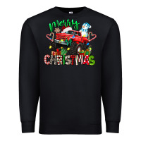 Black merry christmas monster truck Premium Sweatshirt - texasbilliewilder