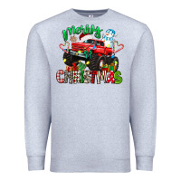 Heather Grey merry christmas monster truck Premium Sweatshirt - texasbilliewilder