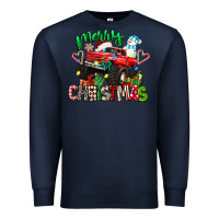 Navy merry christmas monster truck Premium Sweatshirt - texasbilliewilder