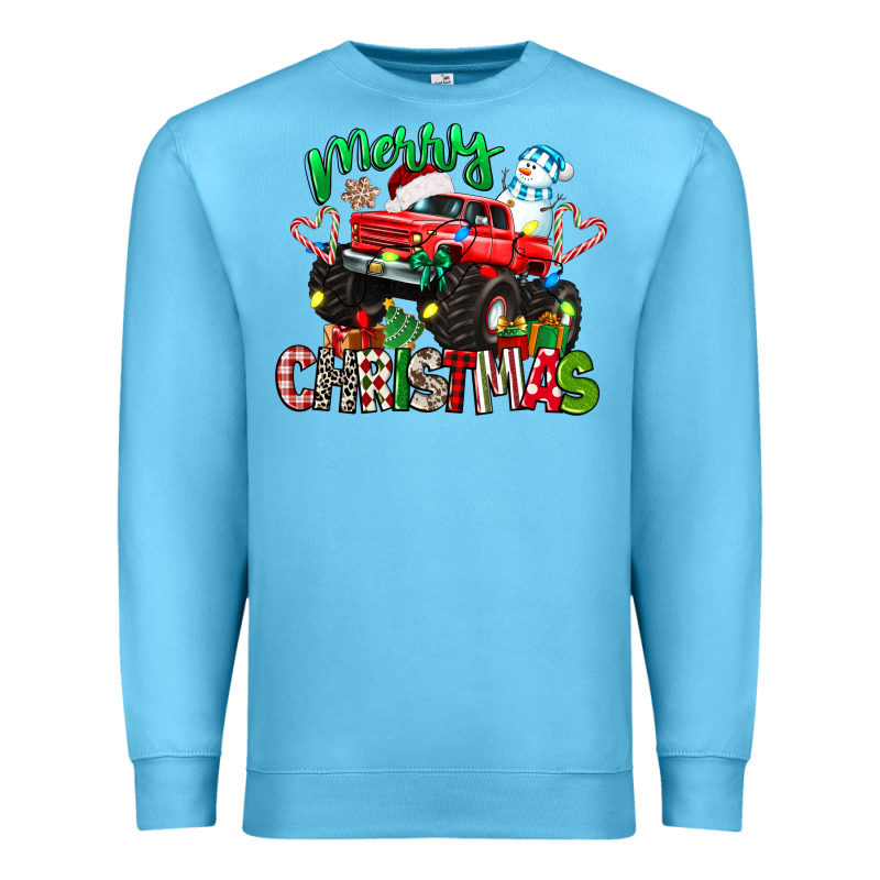 Merry Christmas Monster Truck Premium Sweatshirt by texasbilliewilder | Teevron