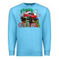 Ocean Blue merry christmas monster truck Premium Sweatshirt - texasbilliewilder