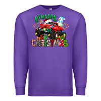 Purple merry christmas monster truck Premium Sweatshirt - texasbilliewilder