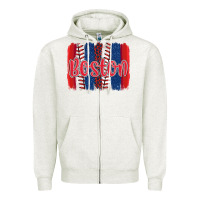 Oatmeal Heather boston baseball team spirit brushstrokes Zipper Hoodie - Artiststas