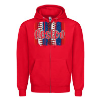Red boston baseball team spirit brushstrokes Zipper Hoodie - Artiststas