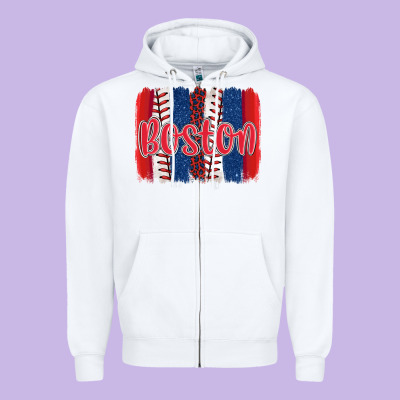 Boston Baseball Team Spirit Brushstrokes Zipper Hoodie Designed By Artiststas