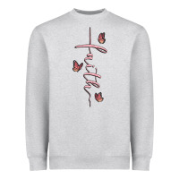 Heather Grey faith cross Heavyweight Sweatshirt - MaliasSmallBusiness