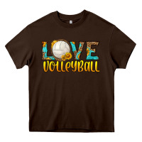 Chocolate Brown love volleyball Heavy Core Tee - HRA Design Shop