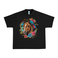Black quarter horse floral Urban Heavy Tee - LillyAllenDesigns