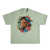 Oil Green quarter horse floral Urban Heavy Tee - LillyAllenDesigns