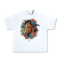 White quarter horse floral Urban Heavy Tee - LillyAllenDesigns