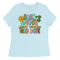 Baby Blue boat waves sun rays lake days Ladies Tee - Zillion Design Studio
