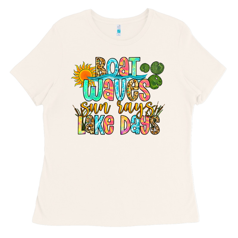 Boat Waves Sun Rays Lake Days Ladies Tee by Zillion Design Studio | Teevron