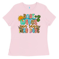 Bubblegum Pink boat waves sun rays lake days Ladies Tee - Zillion Design Studio