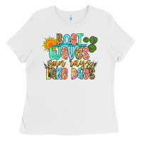 White boat waves sun rays lake days Ladies Tee - Zillion Design Studio