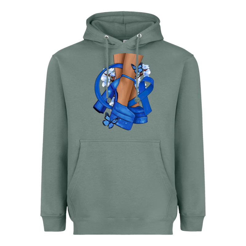 Colon Cancer Diva Blue Ribbon Heavyweight Hoodie by NancyCooperArtShop | Teevron