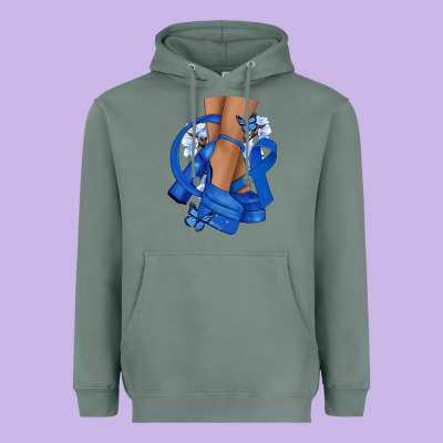 Colon Cancer Diva Blue Ribbon Heavyweight Hoodie Designed By Nancycooperartshop