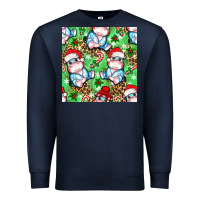 Navy Christmas cute hippo sitting Premium Sweatshirt - NancyCooperArtShop