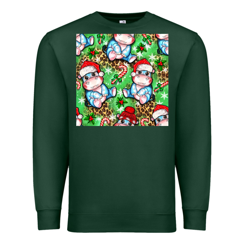 Christmas Cute Hippo Sitting Premium Sweatshirt by NancyCooperArtShop | Teevron