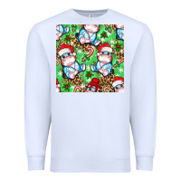 White Christmas cute hippo sitting Premium Sweatshirt - NancyCooperArtShop