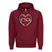 Burgundy autism heart Zipper Hoodie - Artiststas