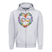Heather Grey autism heart Zipper Hoodie - Artiststas