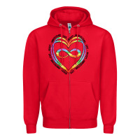 Red autism heart Zipper Hoodie - Artiststas
