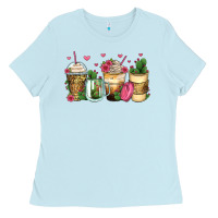 Baby Blue cactus coffee cups Ladies Tee - Zillion Design Studio