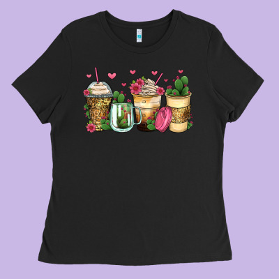 Cactus Coffee Cups Ladies Tee Designed By Zillion Design Studio