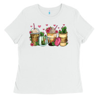 White cactus coffee cups Ladies Tee - Zillion Design Studio