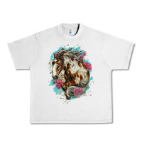 Lunar Rock mustang horse with floral background Urban Heavy Tee - LillyAllenDesigns