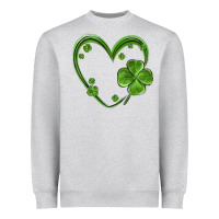 Heather Grey st patricks day shamrock heart Heavyweight Sweatshirt - MaliasSmallBusiness