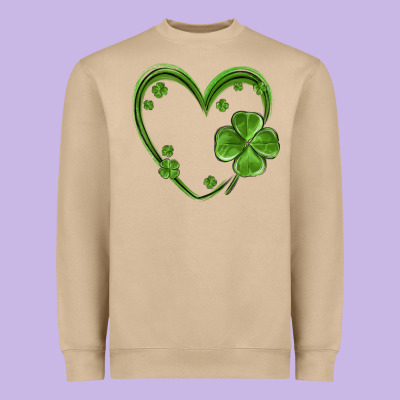 St Patricks Day Shamrock Heart Heavyweight Sweatshirt Designed By Maliassmallbusiness
