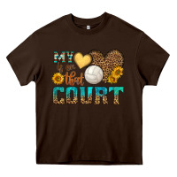 Chocolate Brown my heart is on that court Heavy Core Tee - HRA Design Shop