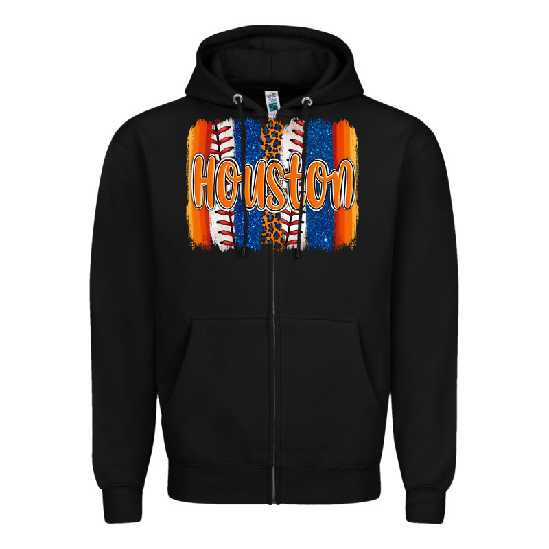 Houston Baseball Team Spirit Brushstrokes Zipper Hoodie by Artiststas | Teevron