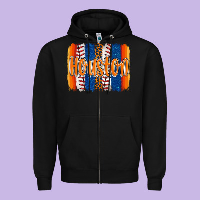 Houston Baseball Team Spirit Brushstrokes Zipper Hoodie Designed By Artiststas