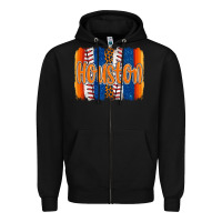 Black houston baseball team spirit brushstrokes Zipper Hoodie - Artiststas