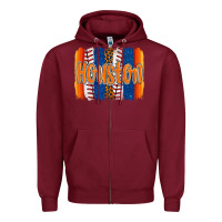 Burgundy houston baseball team spirit brushstrokes Zipper Hoodie - Artiststas