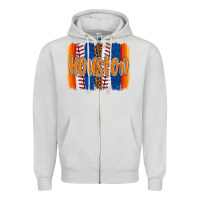 Dove Grey houston baseball team spirit brushstrokes Zipper Hoodie - Artiststas