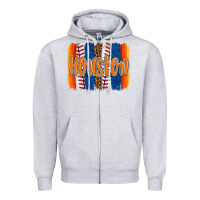 Heather Grey houston baseball team spirit brushstrokes Zipper Hoodie - Artiststas