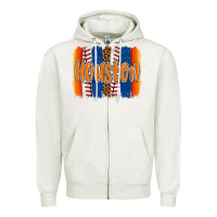 Oatmeal Heather houston baseball team spirit brushstrokes Zipper Hoodie - Artiststas
