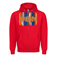 Red houston baseball team spirit brushstrokes Zipper Hoodie - Artiststas