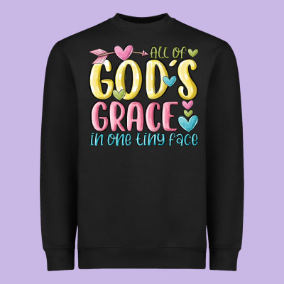 All Of God's Grace In One Tiny Face Heavyweight Sweatshirt Designed By Maliassmallbusiness
