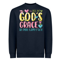 Navy all of god's grace in one tiny face Heavyweight Sweatshirt - MaliasSmallBusiness